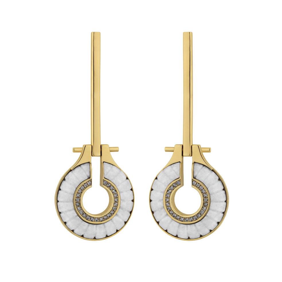 14 Karat Gold Thasos Marble Earrings – Amalgama Earrings – Objet d'Emotion