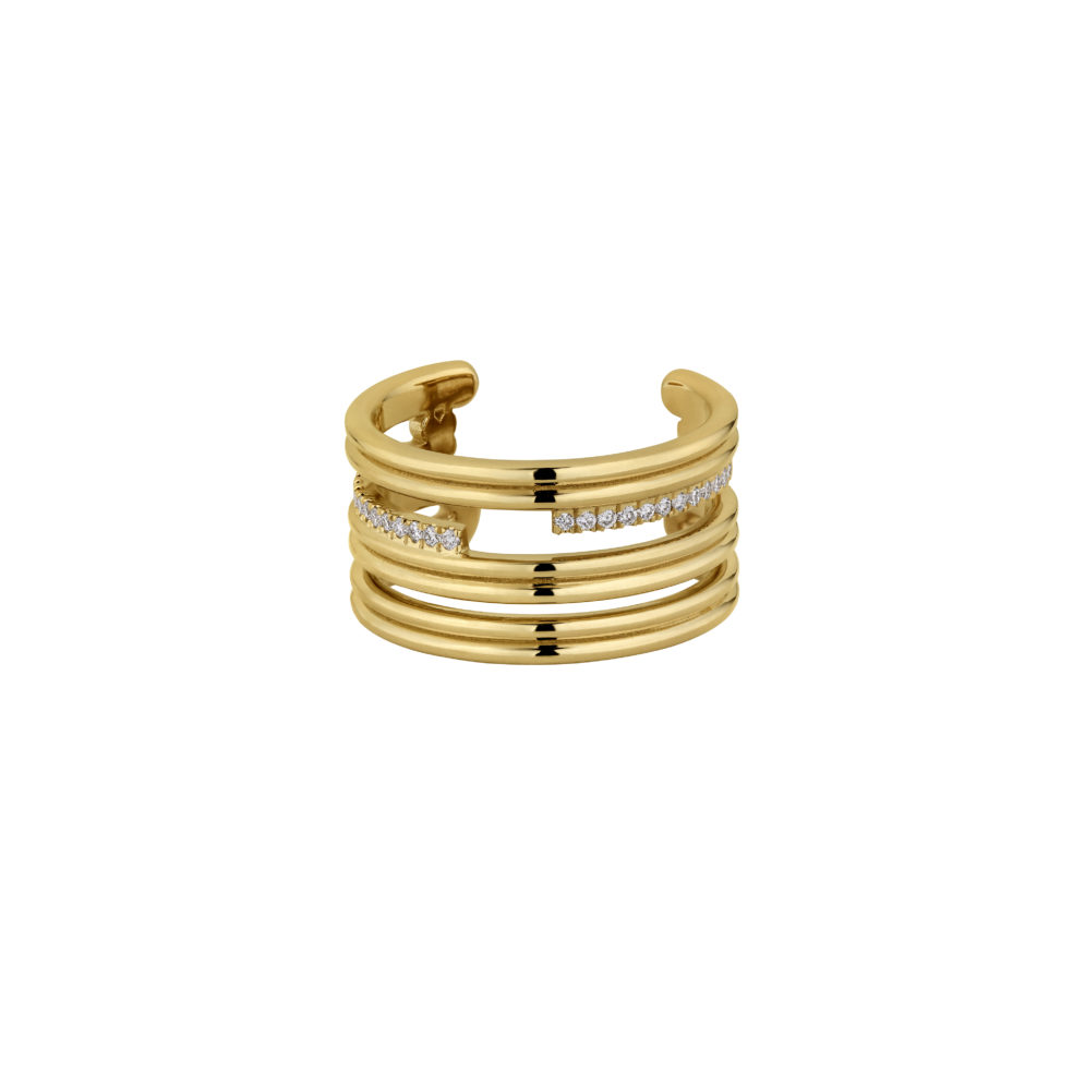 14 Karat Yellow Gold White Diamond Ring – Constantin Ring – Objet d'Emotion