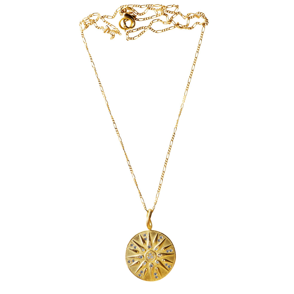 Nordic Pendant Necklace – 18k Yellow Gold White Diamond Necklace – Objet d'Emotion