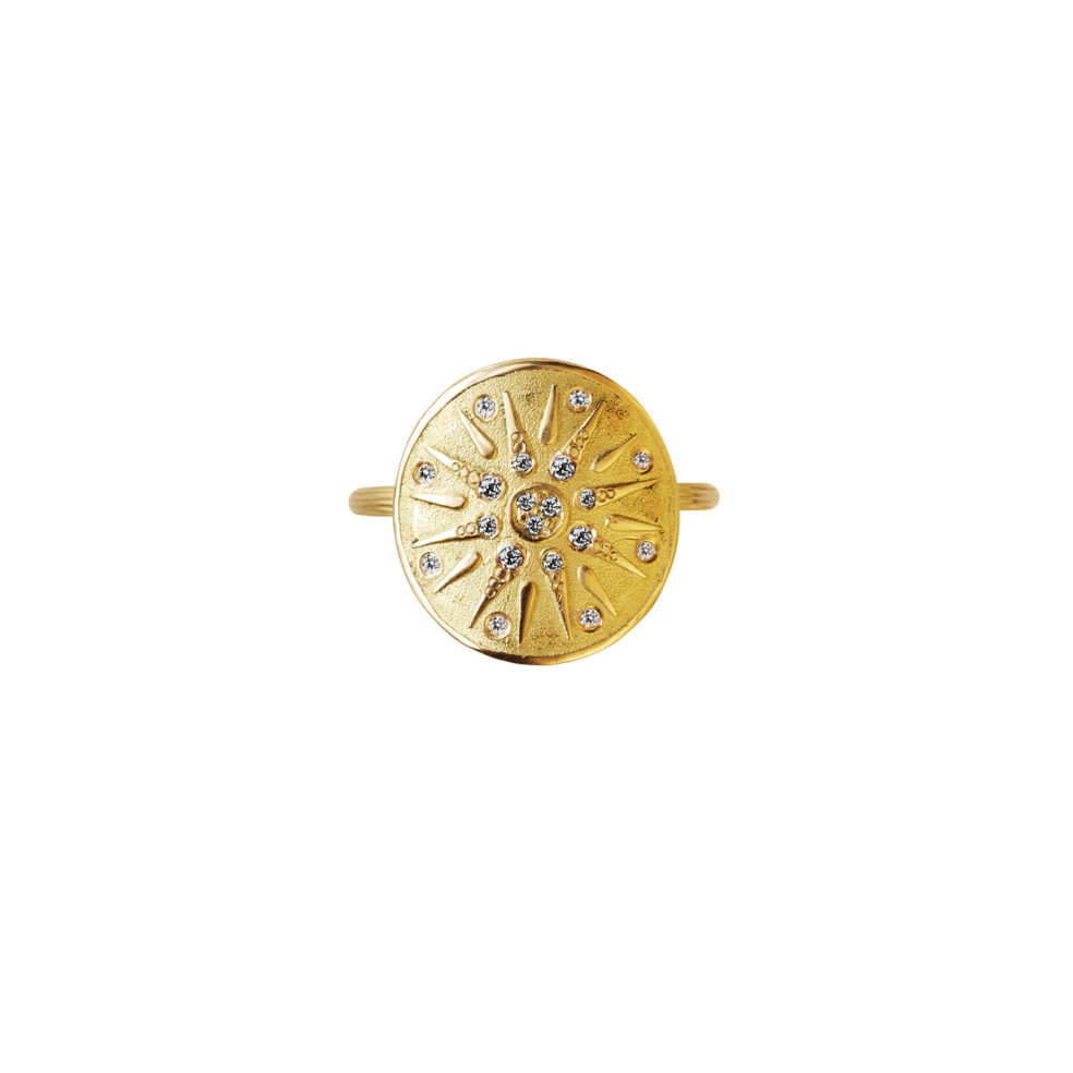 Nordic Ring – 18k Yellow Gold White Diamond Ring – Objet d'Emotion