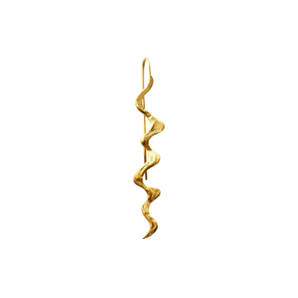 18k Gold Spiral Drop Earring – Nude Earring – Objet d'Emotion