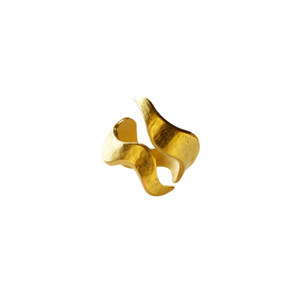 Large 18k Solid Gold Wave Ring – Nude Ring Big – Objet d'Emotion