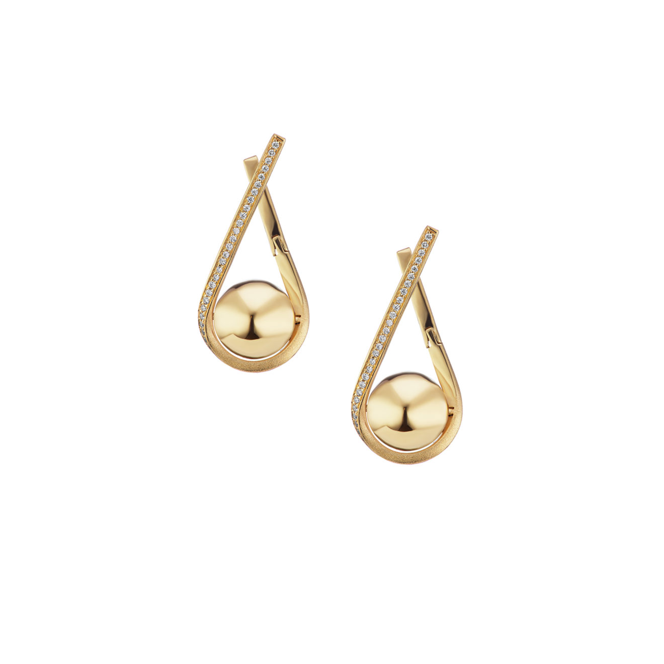 18k Gold 0.28ct Diamond Ball Huggie Earrings 18k Gold 0.28ct Diamond Ball Huggie Earrings – Boule d'Or Lariat Huggie – Objet d'Emotion