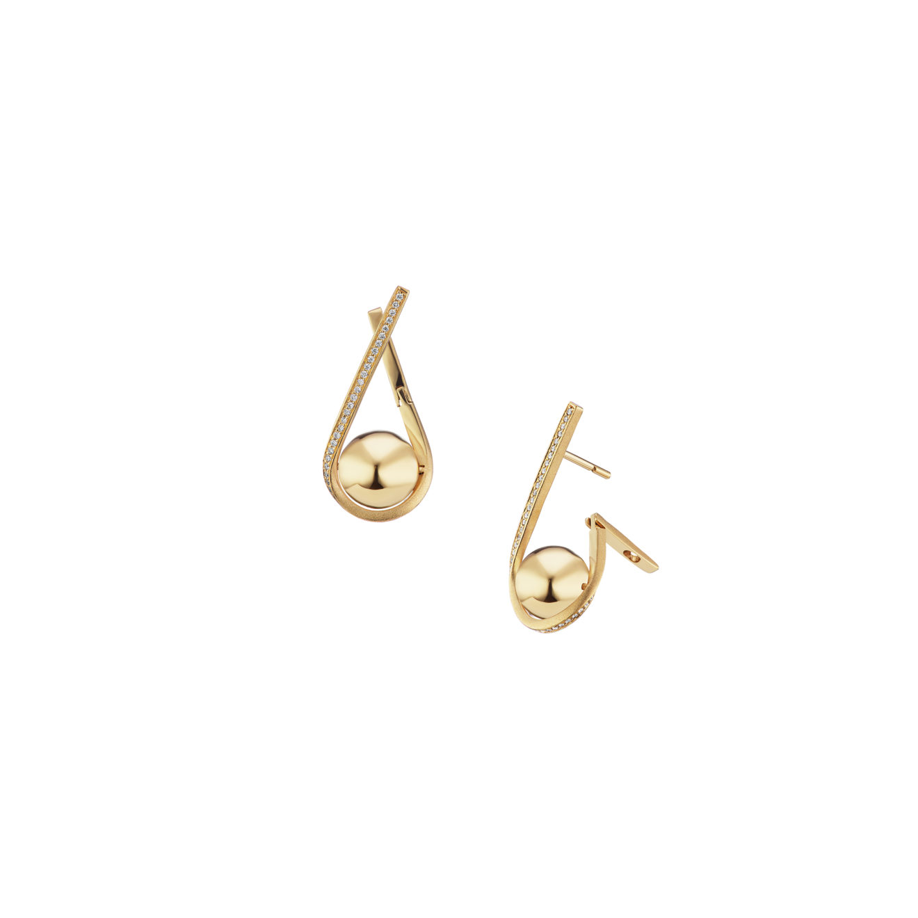 Tejen_Boule_dor_Lariat_Huggie2 18k Gold 0.28ct Diamond Ball Huggie Earrings – Boule d'Or Lariat Huggie – Objet d'Emotion