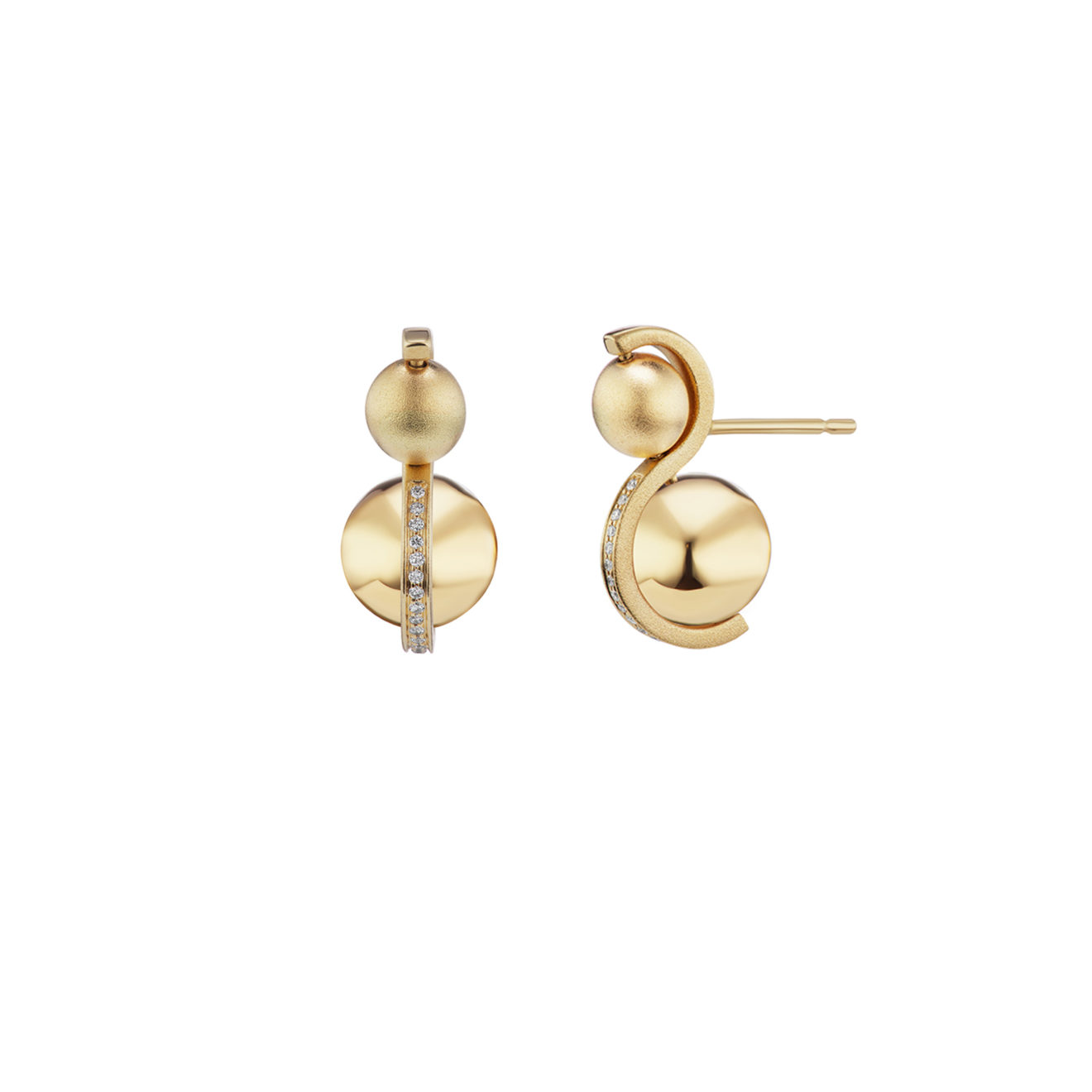 Tejen_Boule_dor_S_Earring2 18k Gold 0.10ct Diamond Ball Earrings – Ethical Diamond Earrings – Objet d'Emotion