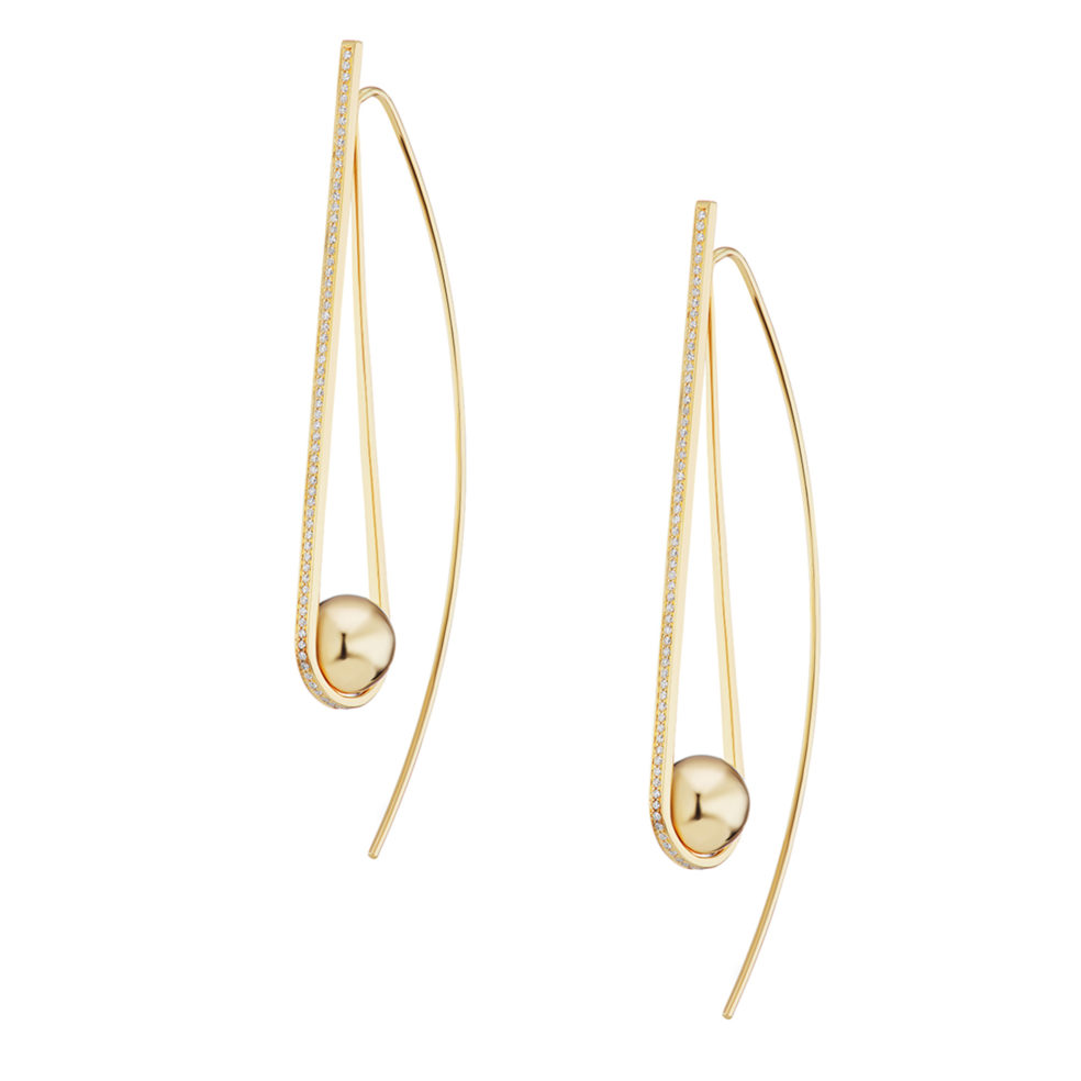 18k Gold 0.36ct Diamond Ball Earrings – Ethical Boule d'Or Arc Earrings – Objet d'Emotion