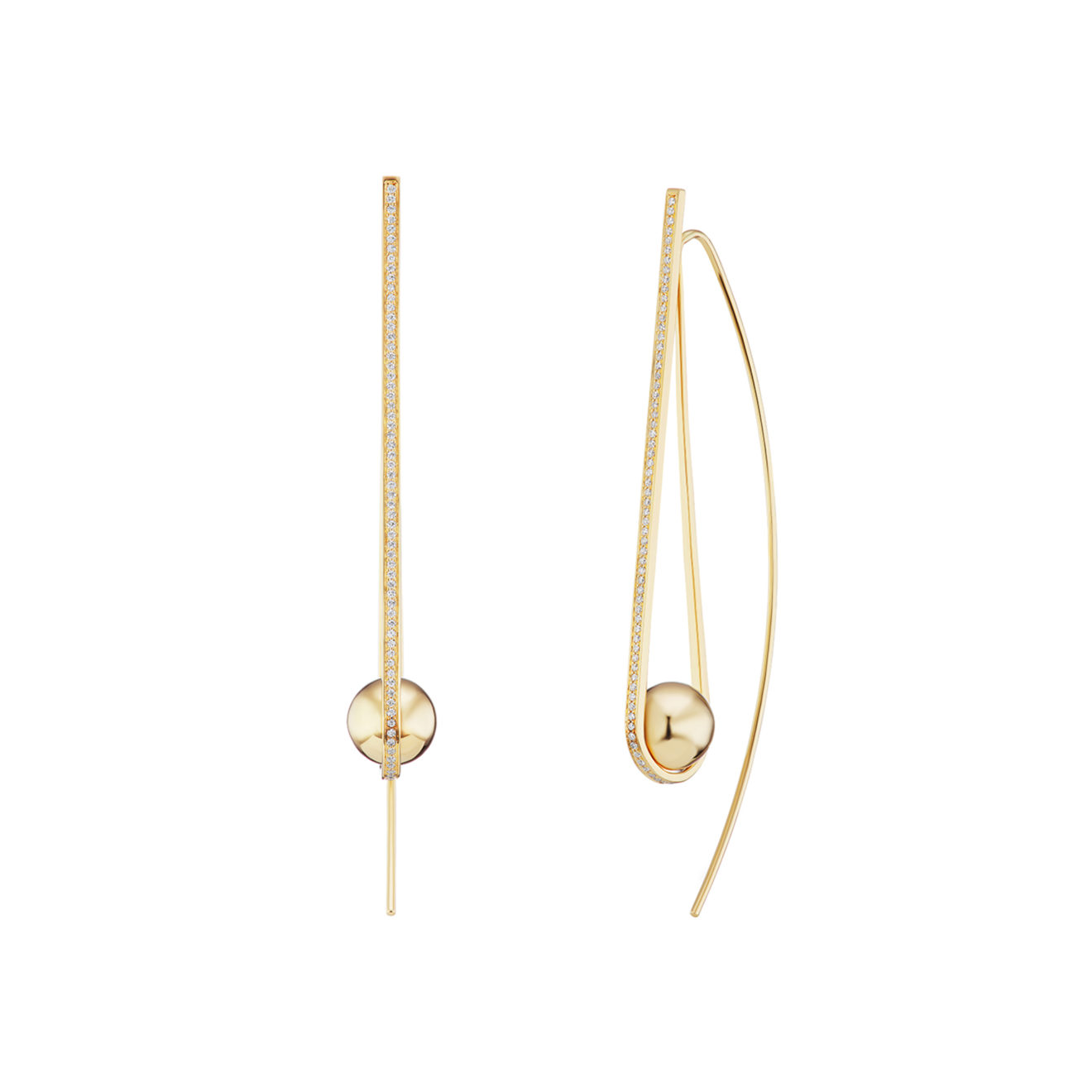 Tejen_Boule_dor_arc_earrings2 18k Gold 0.36ct Diamond Ball Earrings – Ethical Boule d'Or Arc Earrings – Objet d'Emotion