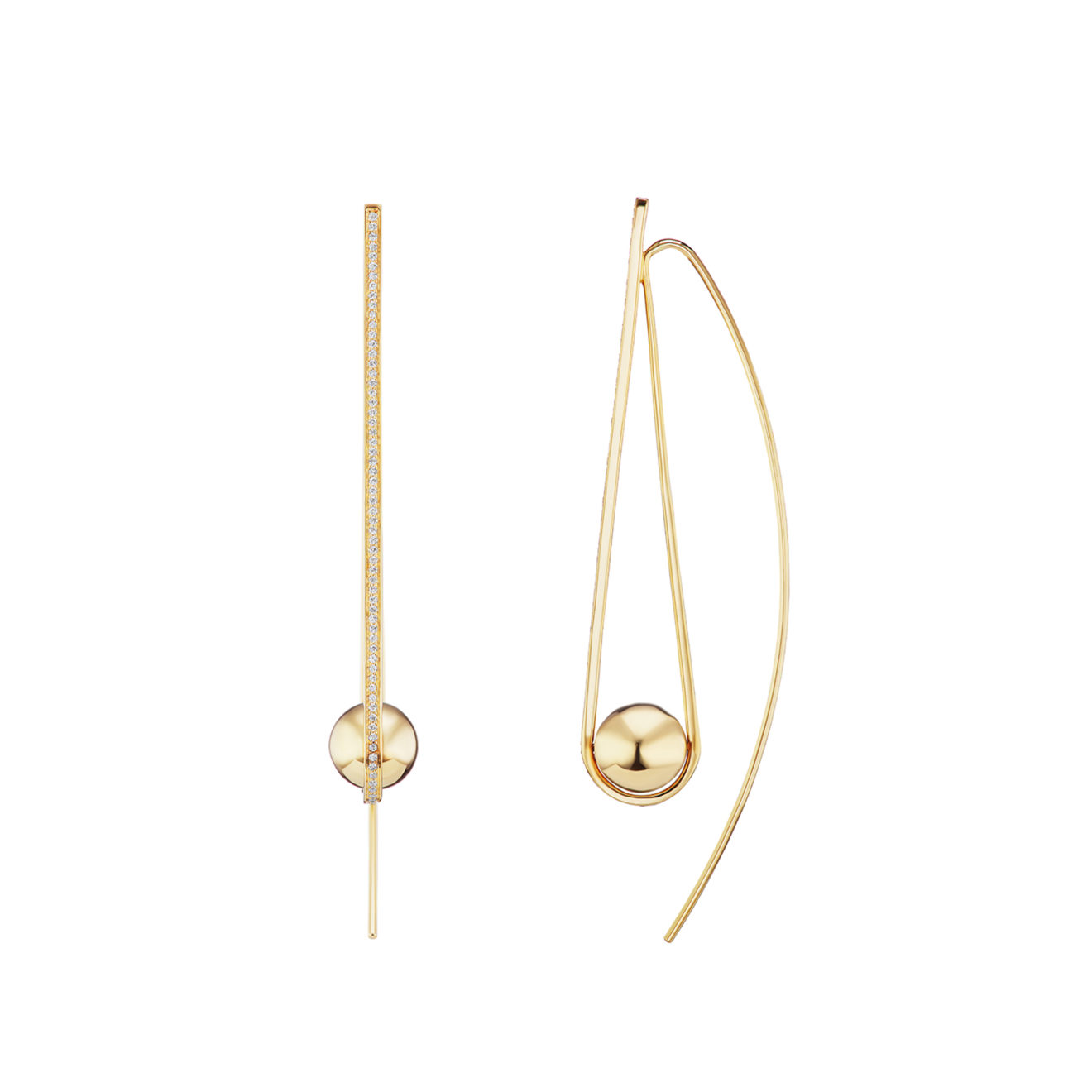 Tejen_Boule_dor_arc_earrings3 18k Gold 0.36ct Diamond Ball Earrings – Ethical Boule d'Or Arc Earrings – Objet d'Emotion