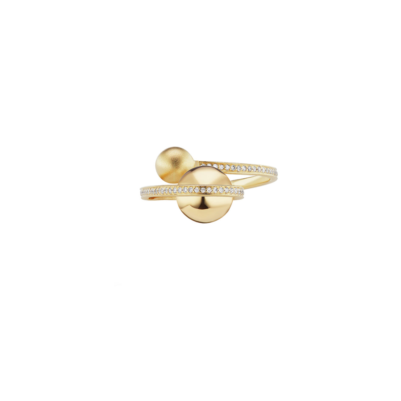 Tejen_Boule_dor_lariat_ring2 18k Gold 0.28ct Diamond Ball Ring – Boule d'Or Lariat Ring – Objet d'Emotion