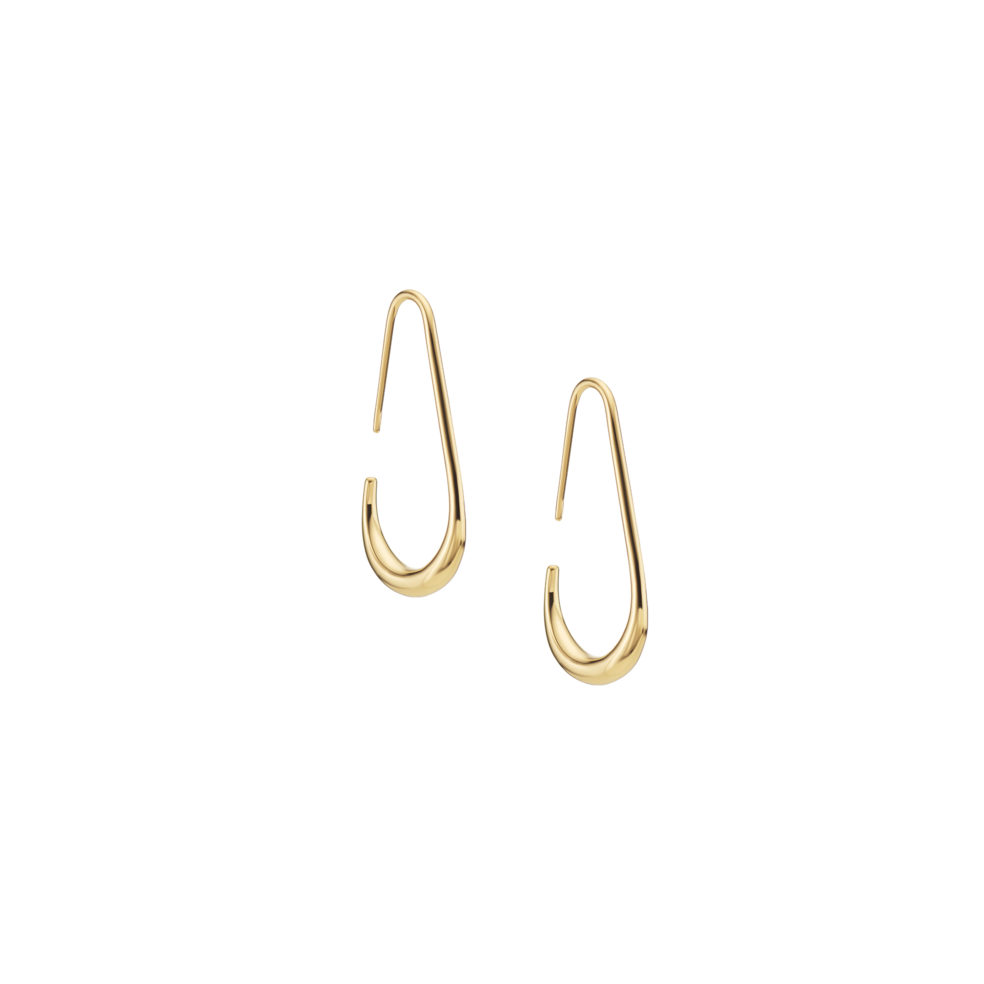 TEJEN 18k Gold Hoop Earrings – Molten Gold Elongated Hoop – Objet d'Emotion
