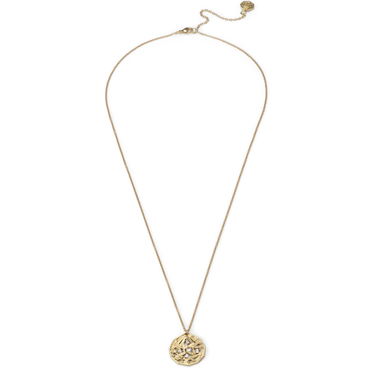 17.5mm Chaos Parquet Koin necklace_03 18k Gold Baguette Diamond Necklace – Koin Chaos Parquet necklace – Objet d'Emotion