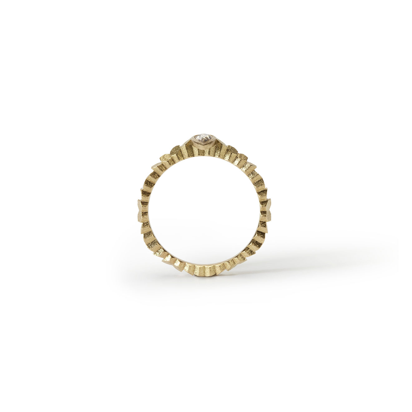 Single Hex Ring with Pear Rosecut Diamond