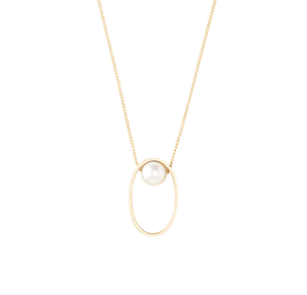 Single Pearl Chain Pendant Necklace – Elisse Necklace – Objet d'Emotion