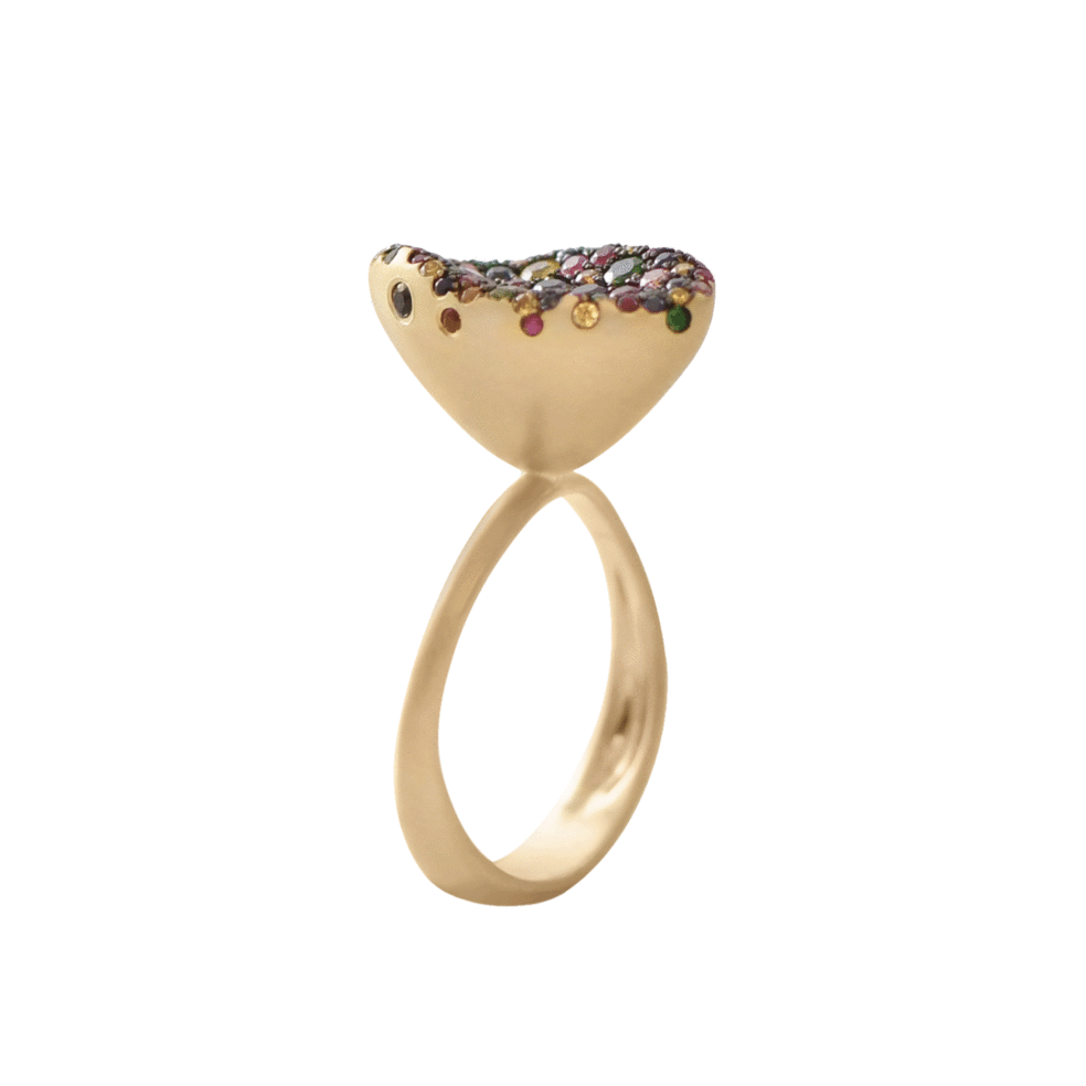 18 Karat Yellow Gold Coloured Sapphire Ring – Baby Malak Multi Marquise Small – Objet d'Emotion