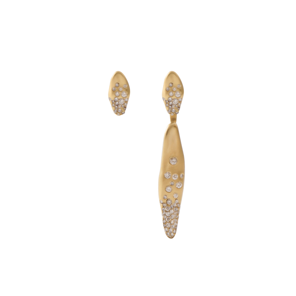 18 Karat Yellow Gold Marquise Long Stud Earrings – Baby Malak Ice Marquise Long – Objet d'Emotion