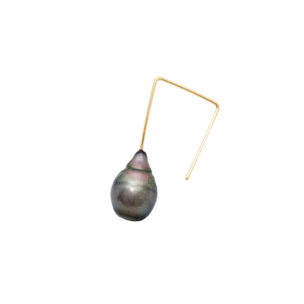18k Gold Irregular Tahitian Pearl Earring – Near The Beach Tahitian Single Earring – Objet d'Emotion