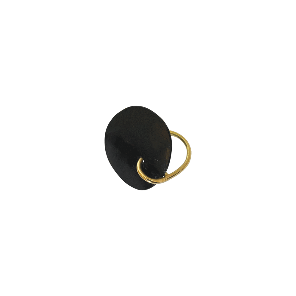 9 Karat Gold Black Disk Ring – Objet d'Emotion
