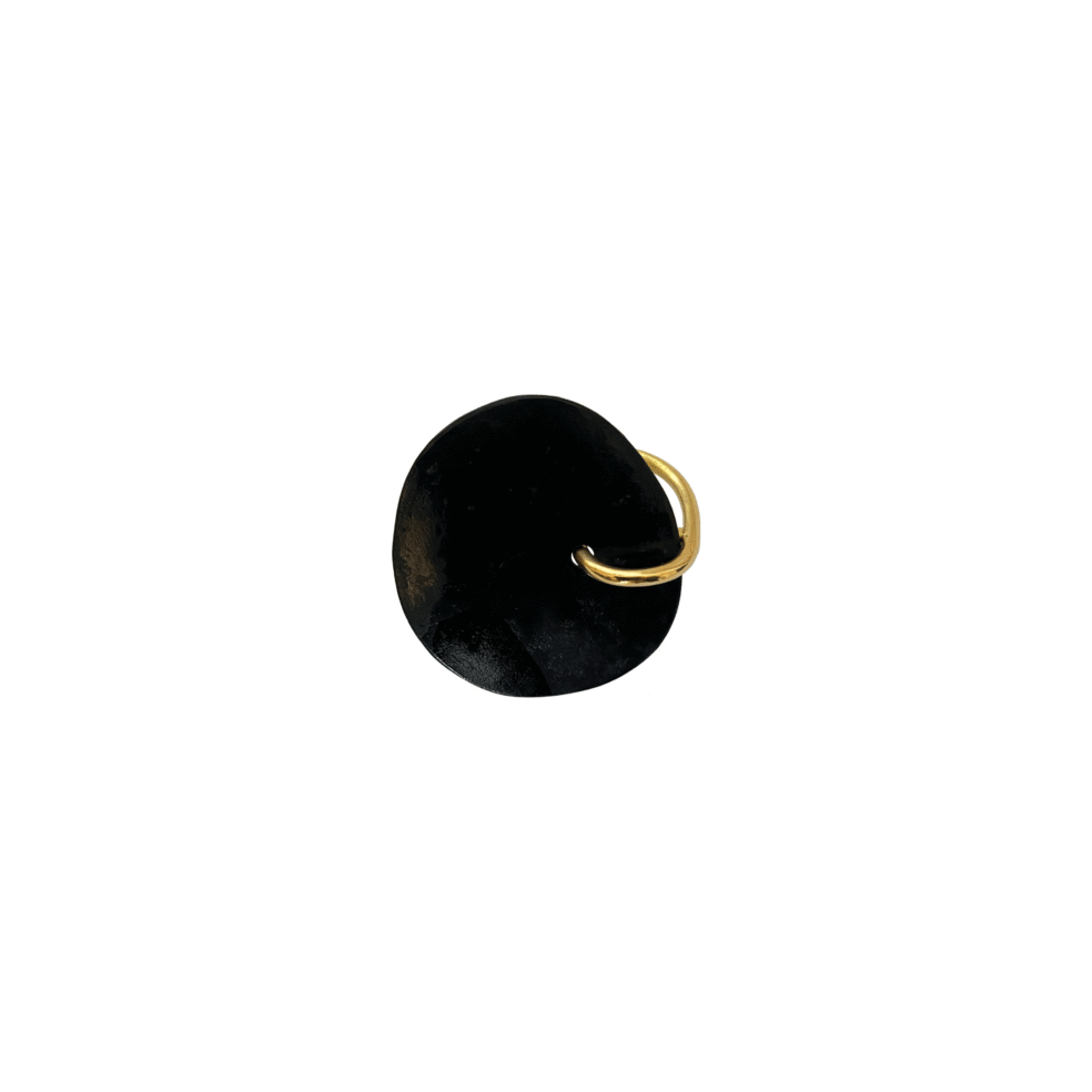 9 Karat Gold Black Disk Ring – Objet d'Emotion
