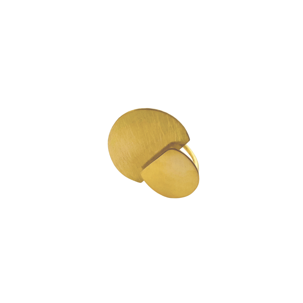 18k Gold Flat, Oxidised Half Moon Ring – Objet d'Emotion