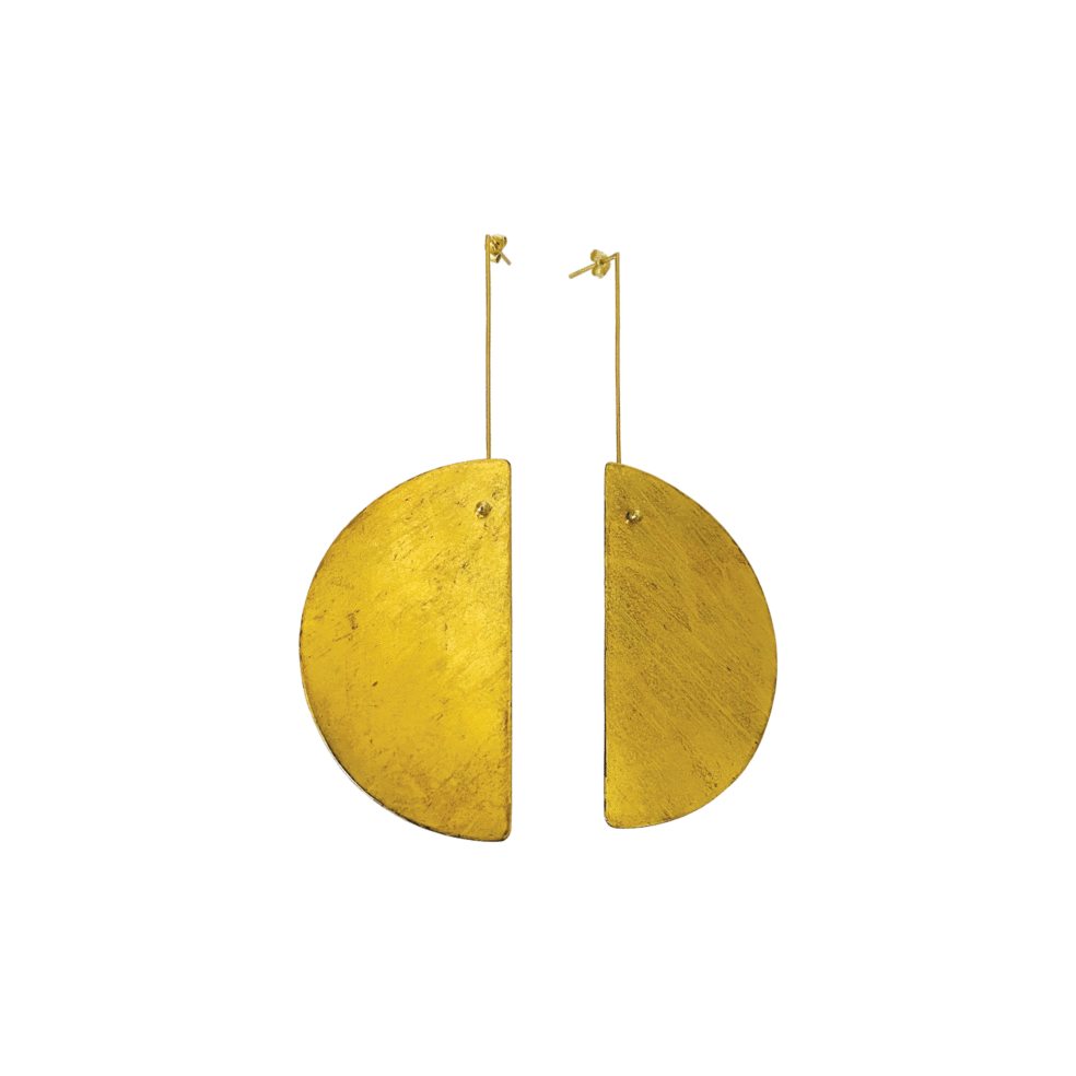Reversible 18k Gold Drop Earrings – Half Moon Reversible Earring – Objet d'Emotion