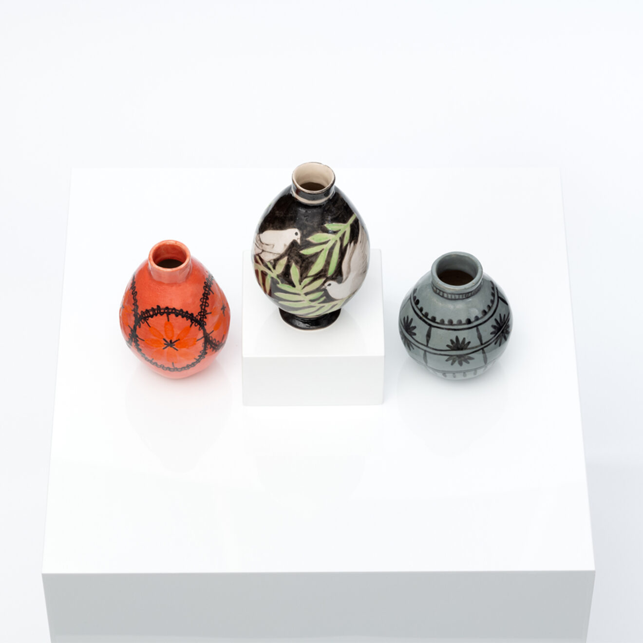 Poppy Red and Tangerine Lace Mini Pot