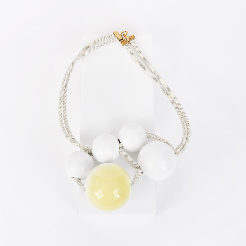 White Yellow Ceramics Necklace
