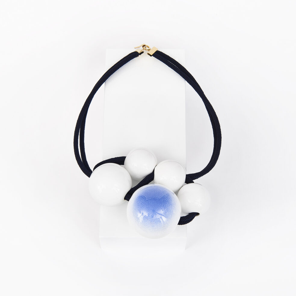 White and Blue Ceramics Necklace