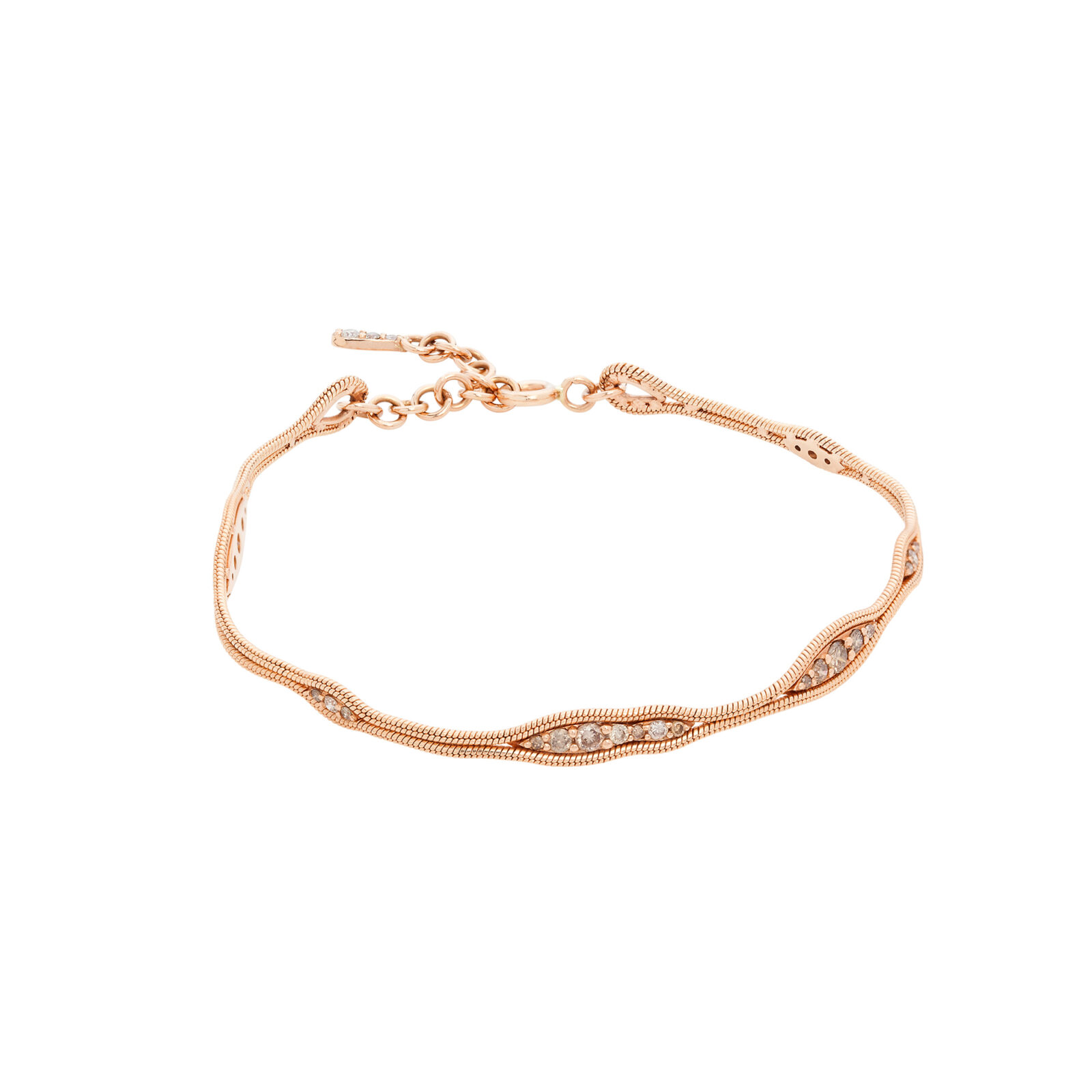 Stainless steel D-shape horseshoe screw bracelet in rose gold finish -
