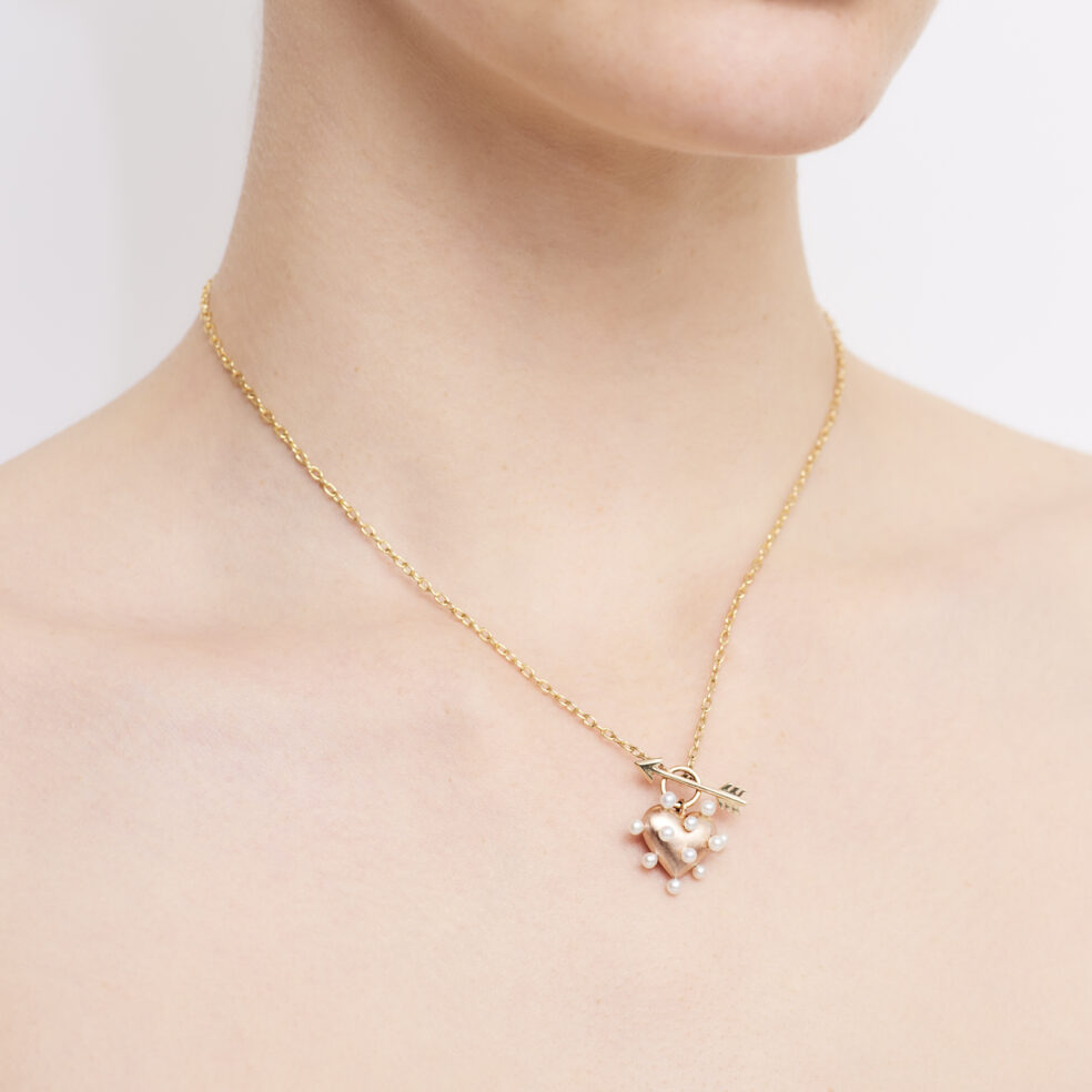 Petite Pin Cushion Heart Necklace