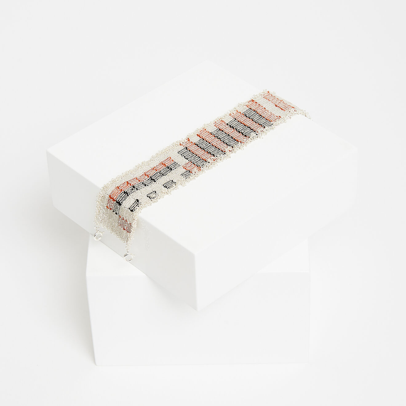 ACCESSORIES-OD-41151 Red Stripes and Mosaic Bracelet