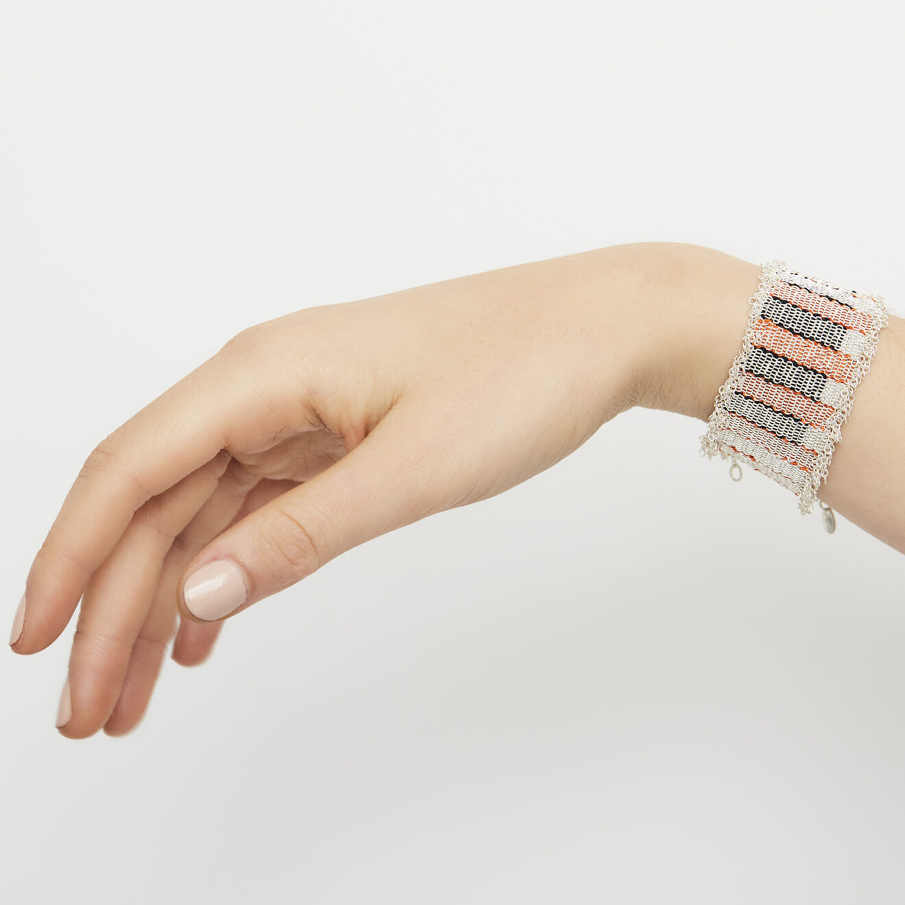 BODY-PARTS-OD-20973 Red Stripes and Mosaic Bracelet