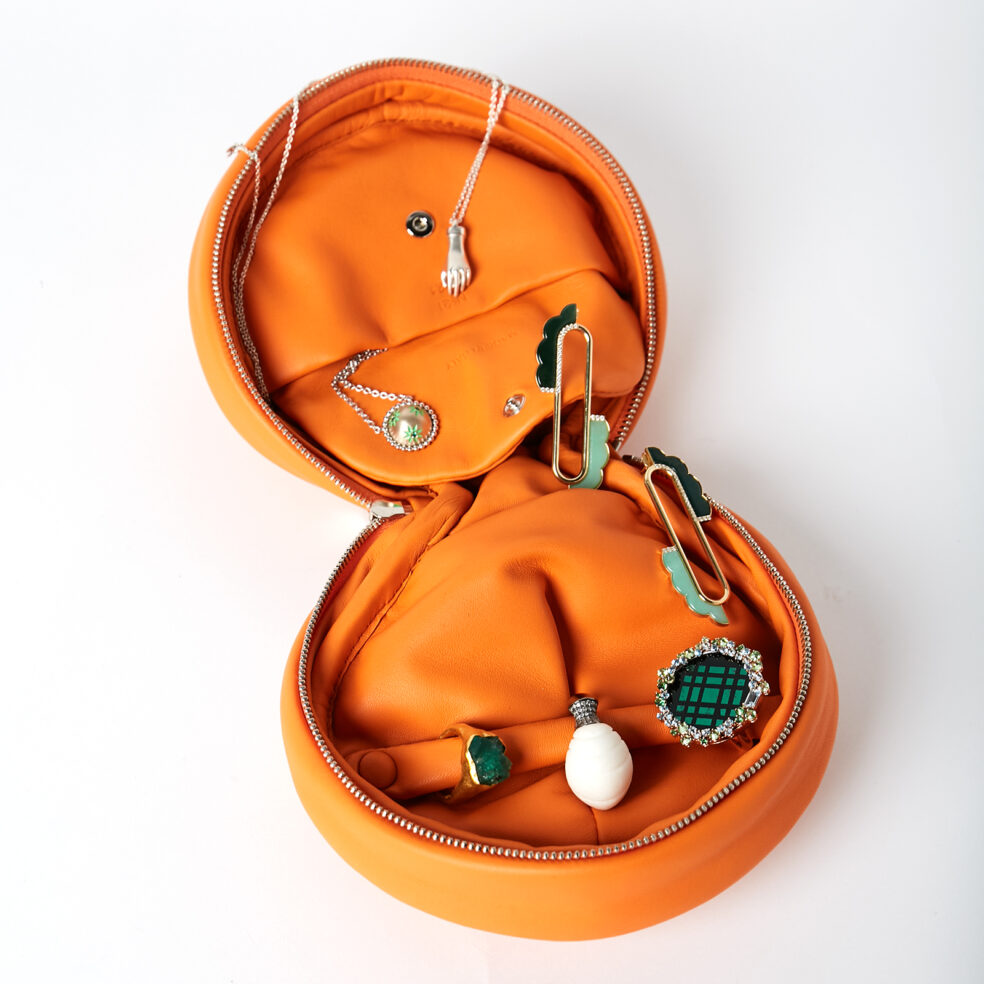 Orange Travel Jewellery Pouch
