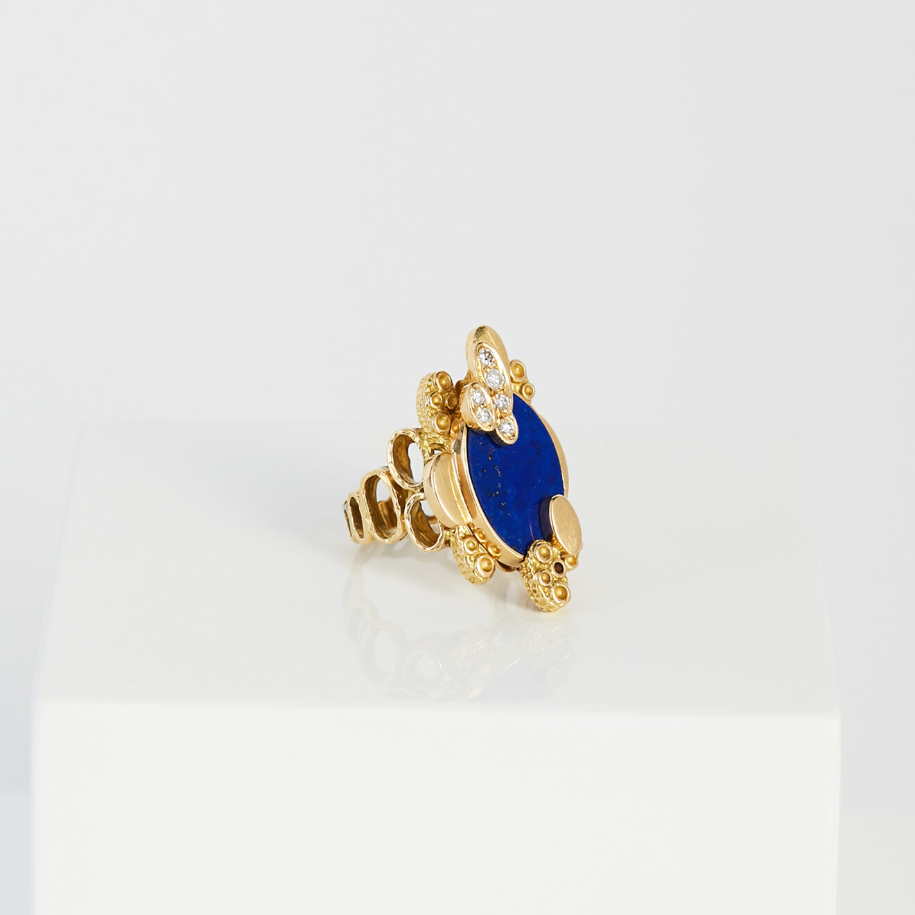 Gold, Lapis and Diamond Ring