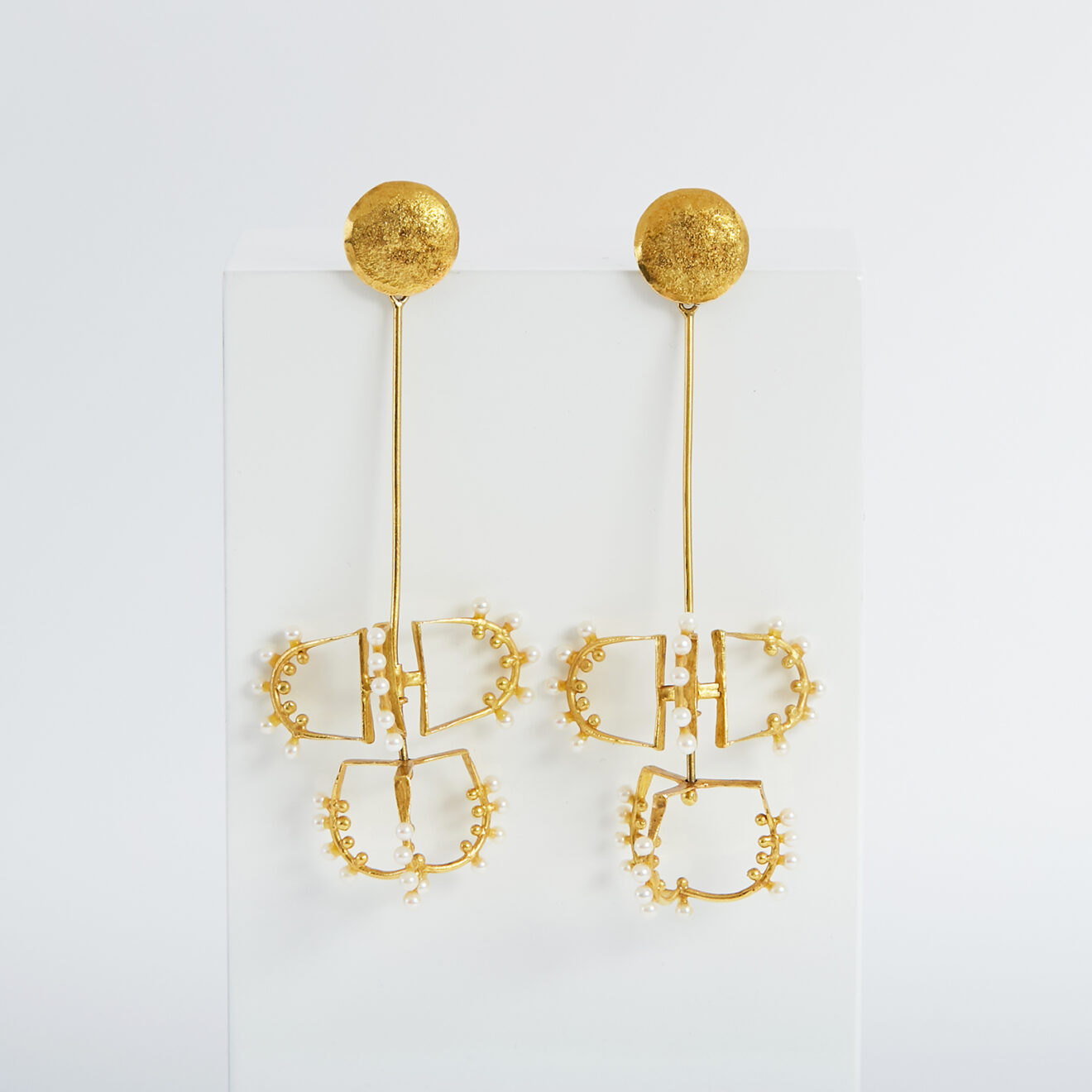 Swedish Gold and Seed Pearl Earrings