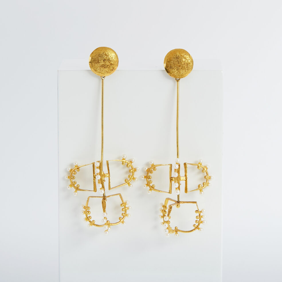 Swedish Gold and Seed Pearl Earrings