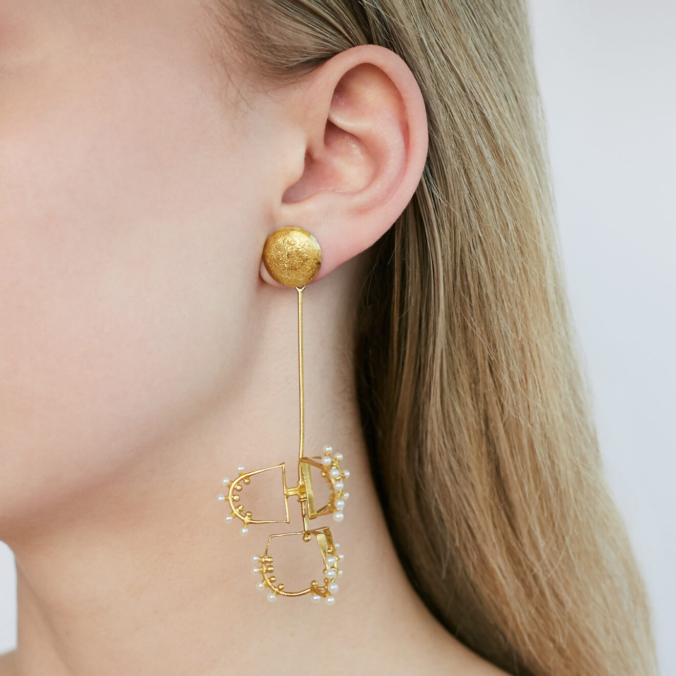 Swedish Gold and Seed Pearl Earrings