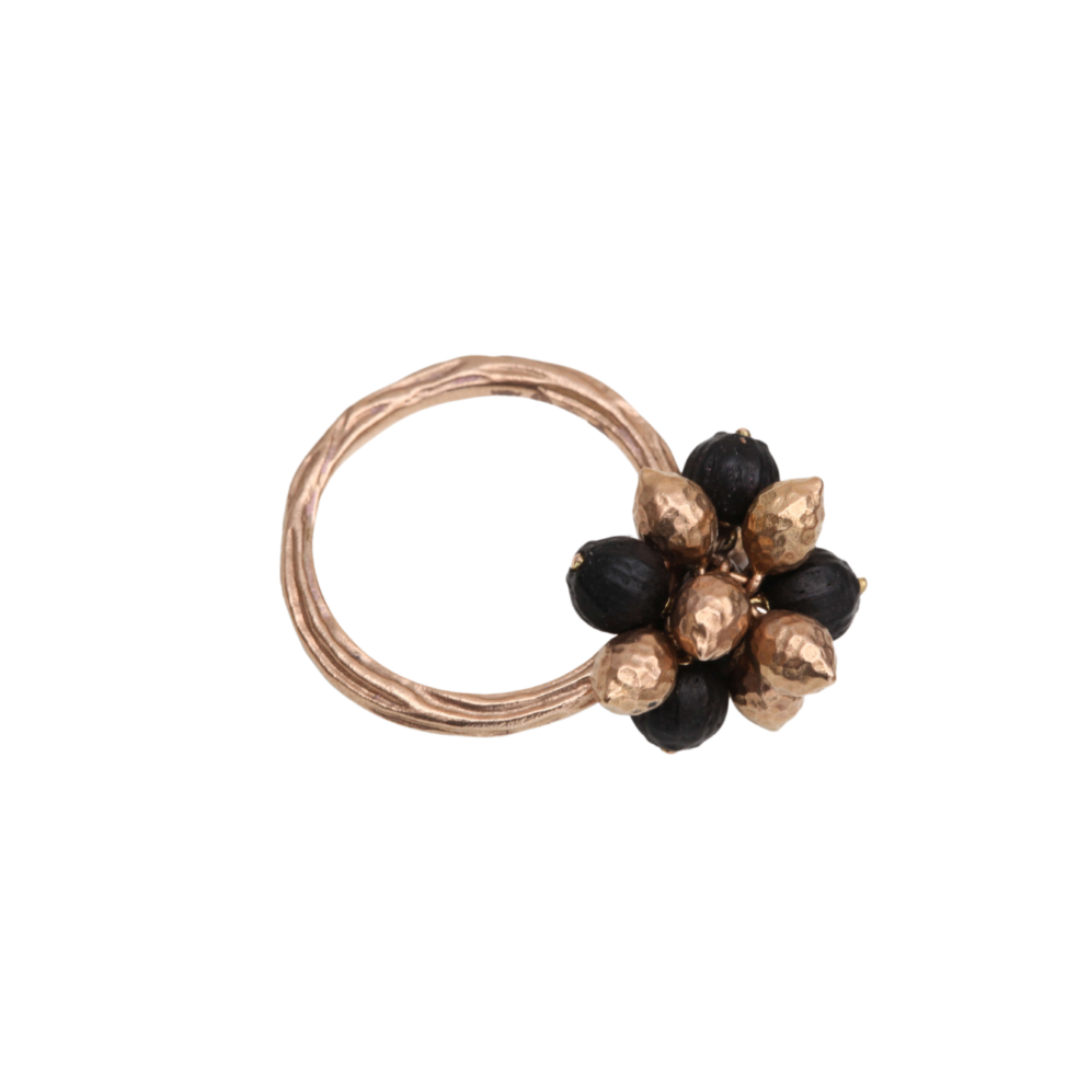 Sea Kale Seed Ebony and Gold Ring