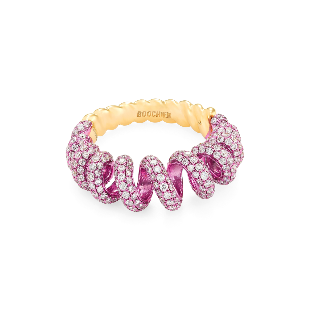 Boochier 3 Large Pink Plated Diamond Slinkee Ring