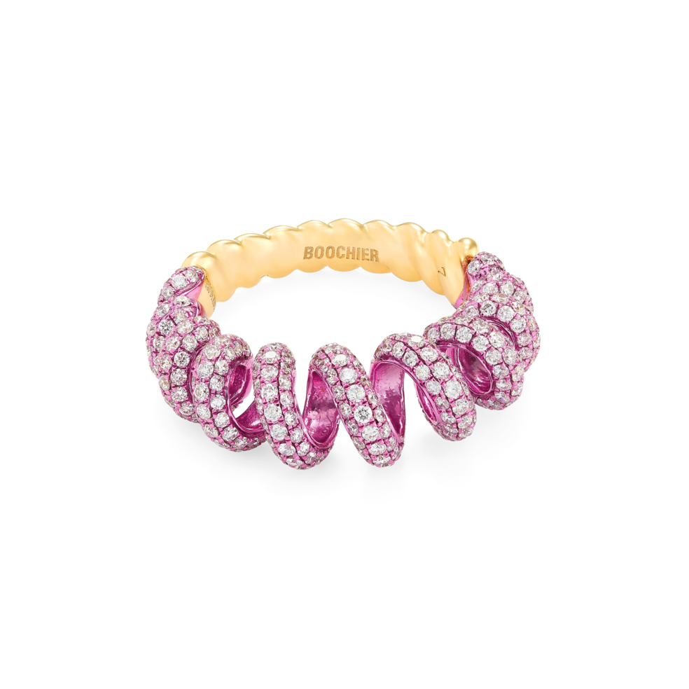 Large Pink Plated Diamond Slinkee Ring