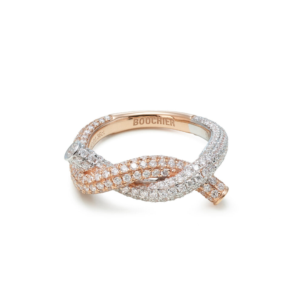 White & Rose Gold Diamond Ties Ring