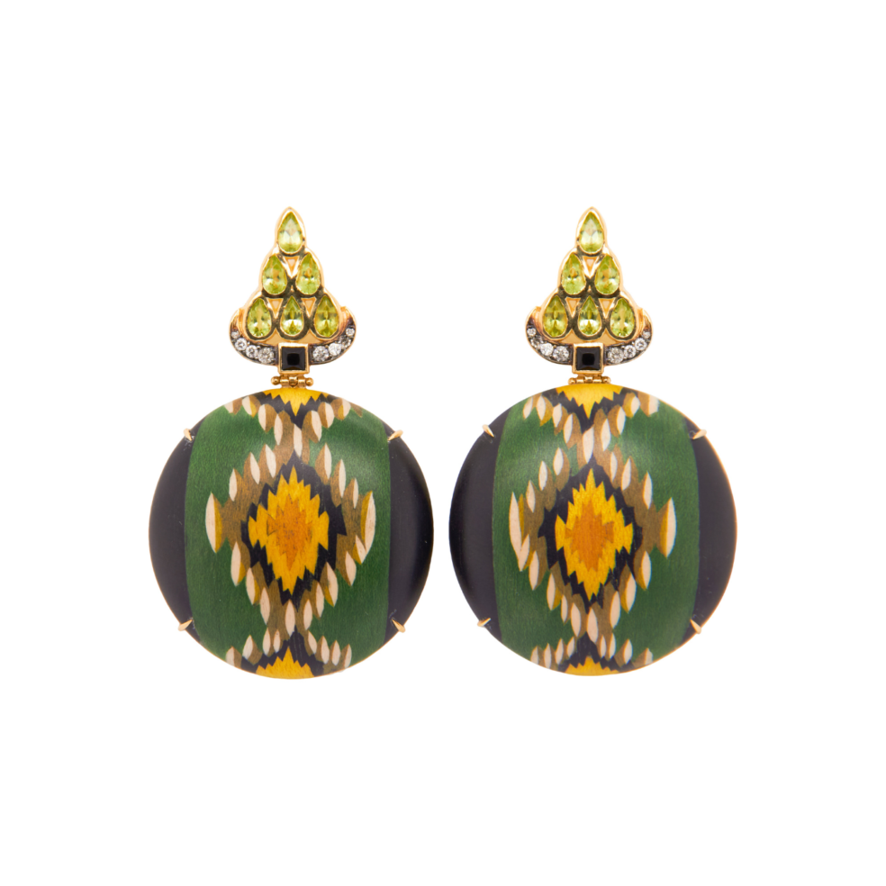 Orange Ikat pattern earrings