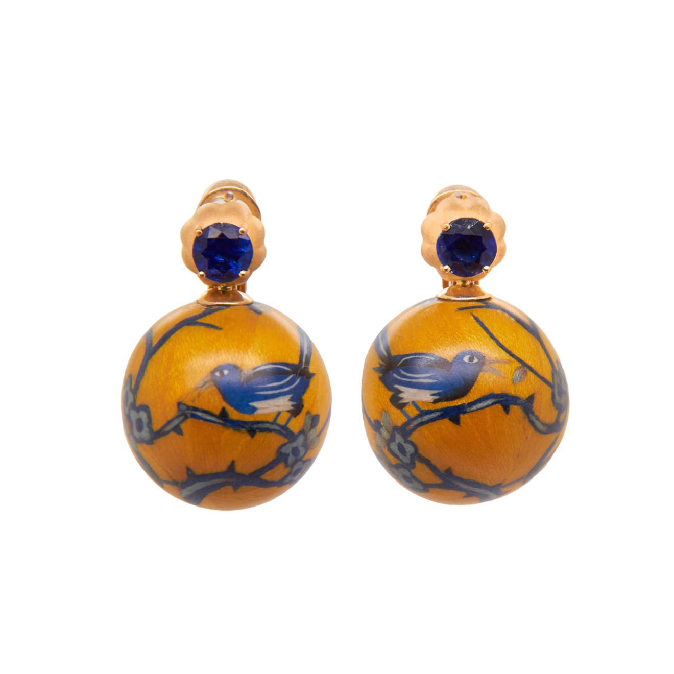 Blue bird pattern earrings