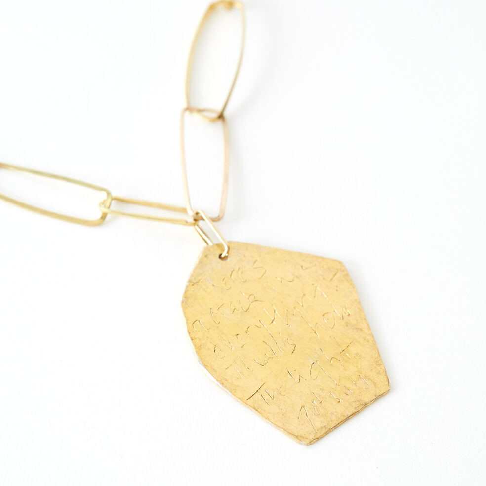 Engraved Pendant with gold chain