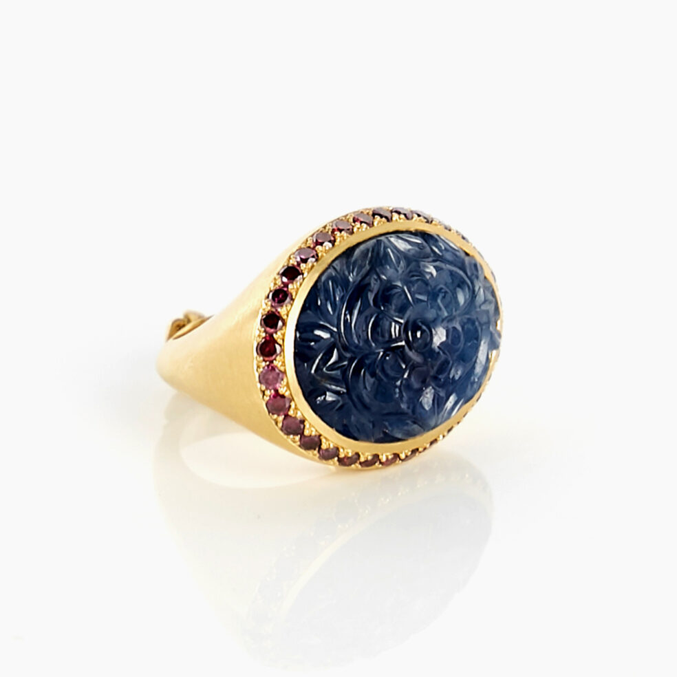 Floriana Carved Sapphire Signet