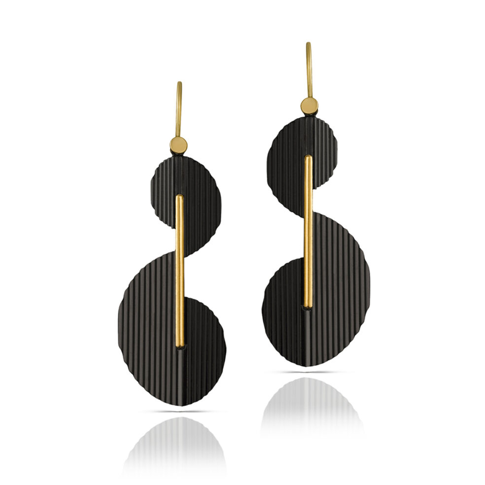 Covet Black and Gold Double Drop Earrings
