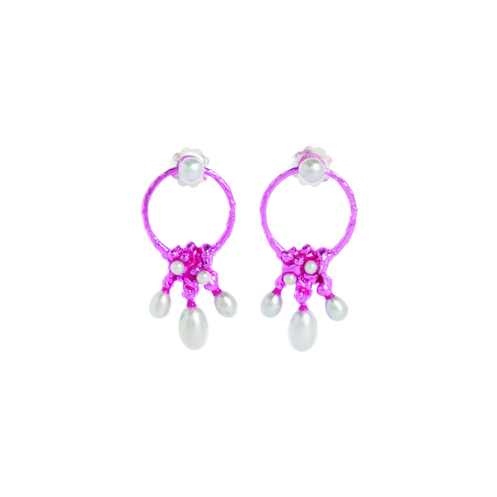 Melting Flowers Earrings - Pink