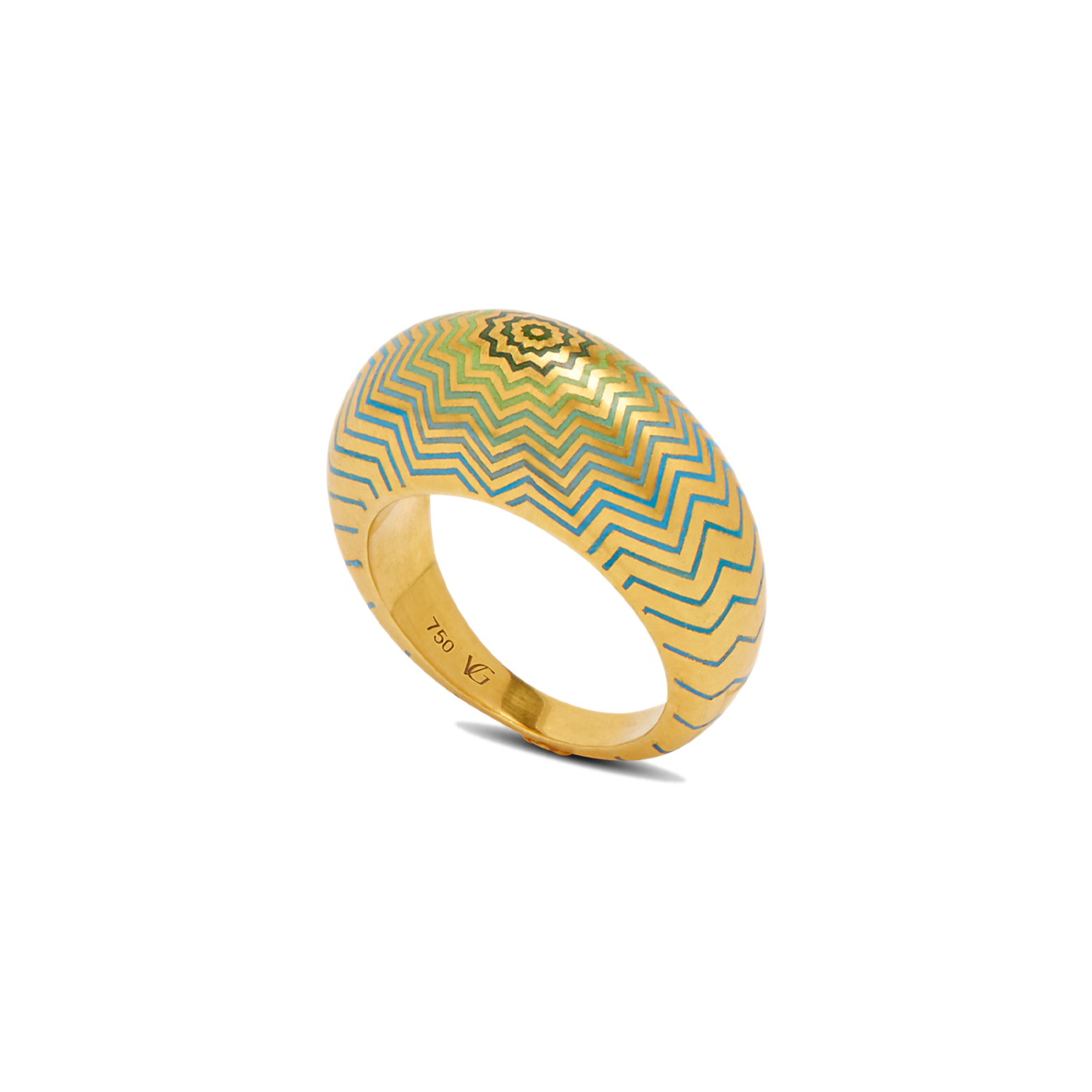 Gold-plated band ring with blue cold enamel and cosmic symbols | THOMAS SABO