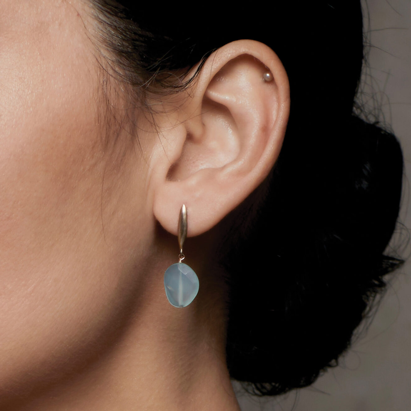 Grain Aqua Chalcedony Earrings Grain Earrings with Aqua Chalcedony