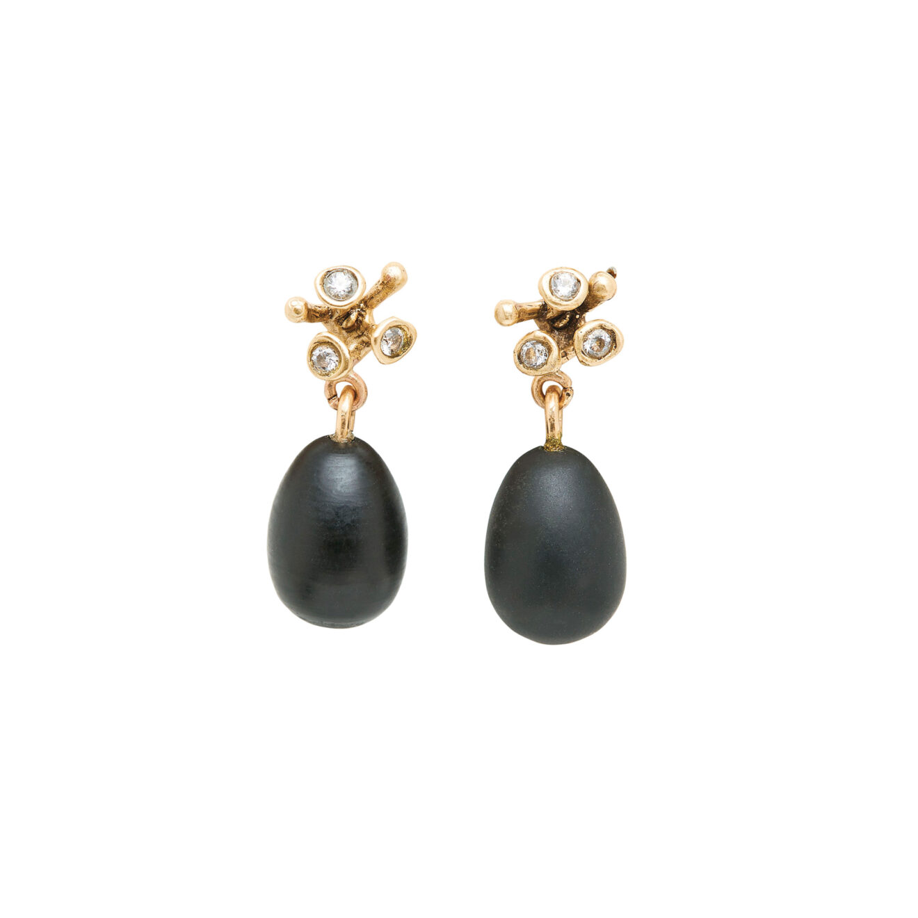 Julie Cohn Blossom obsidian Blossom Bronze Obsidian Earrings