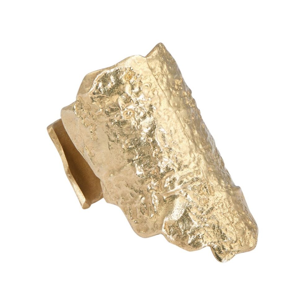 Highly Textured, Long And Wide 10K Adjustable Statement Ring